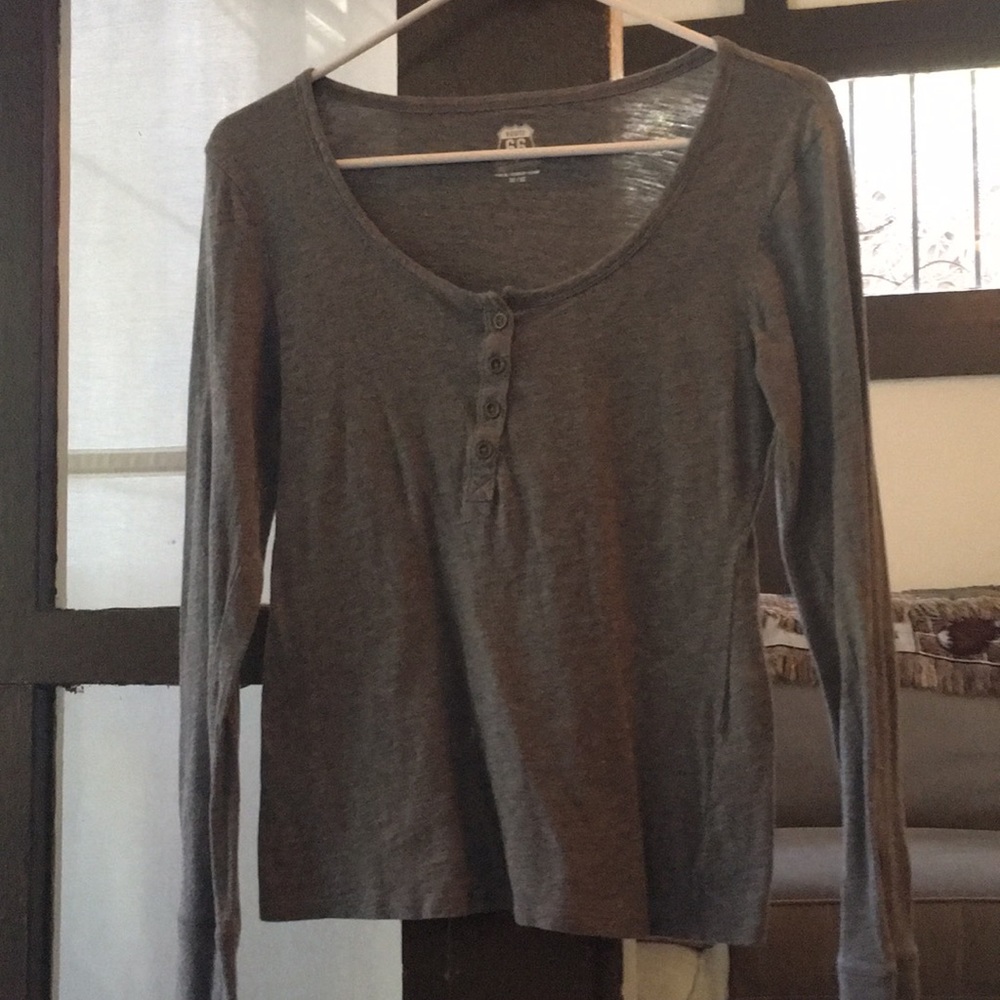 Grey long sleeve U neck